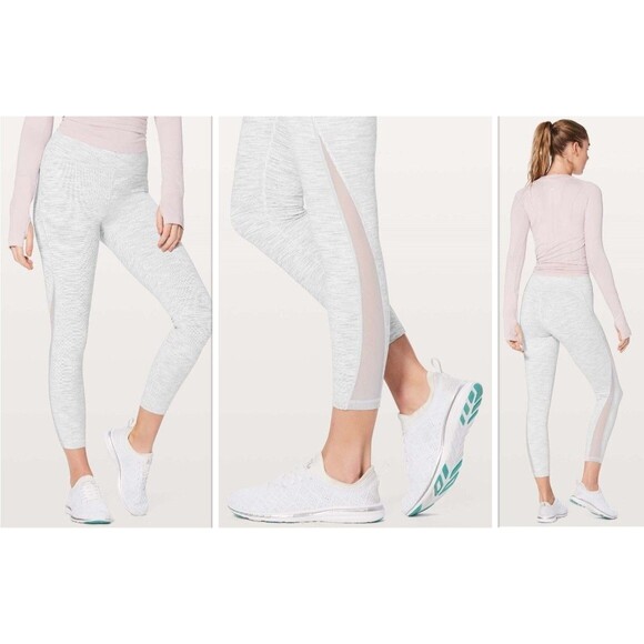 Lululemon Womens Leggings Train Times Gray Mesh 7/8 Ankle High Rise Yoga Size 10 - Picture 4 of 15
